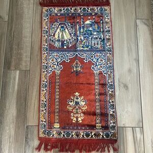 Elegant Red and Blue Prayer Rug